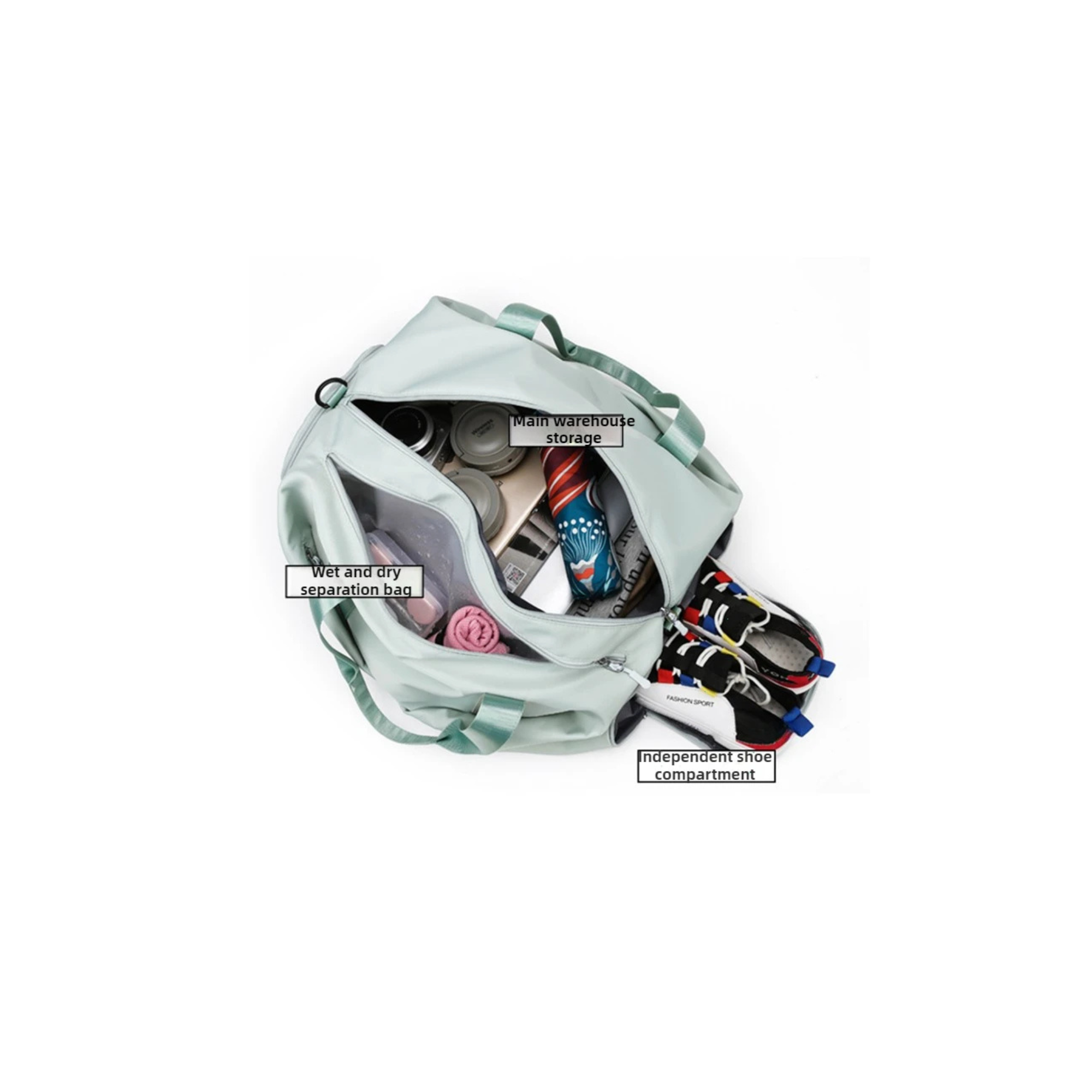 Sol & Me Studio Duffle - Gym Bag with Shoe & Wet Pocket