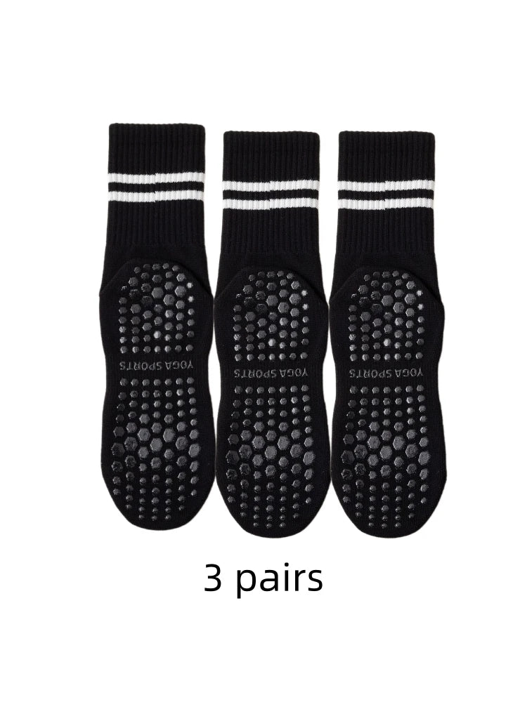 Grip Yoga Socks for Women - 3 Pairs, Non-Slip for Pilates & Barre