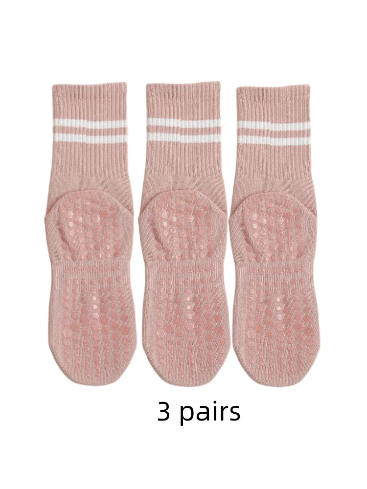 Grip Yoga Socks for Women - 3 Pairs, Non-Slip for Pilates & Barre